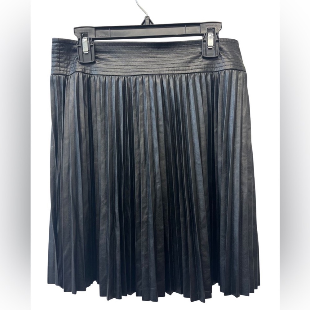 Ramy Brook Anya Vegan Leather Pleated High Waisted Skirt Snap Up Black Size 0 - Picture 8 of 10